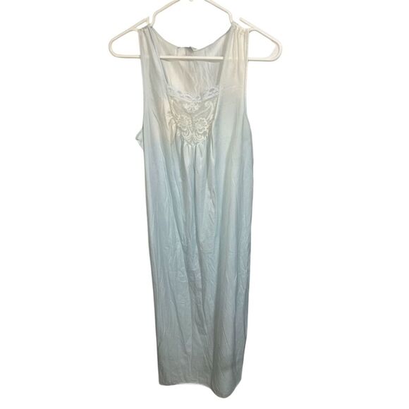 Vintage Lorraine Sleeveless Maxi Nightgown M Multicolor Lace Accents - Picture 1 of 8